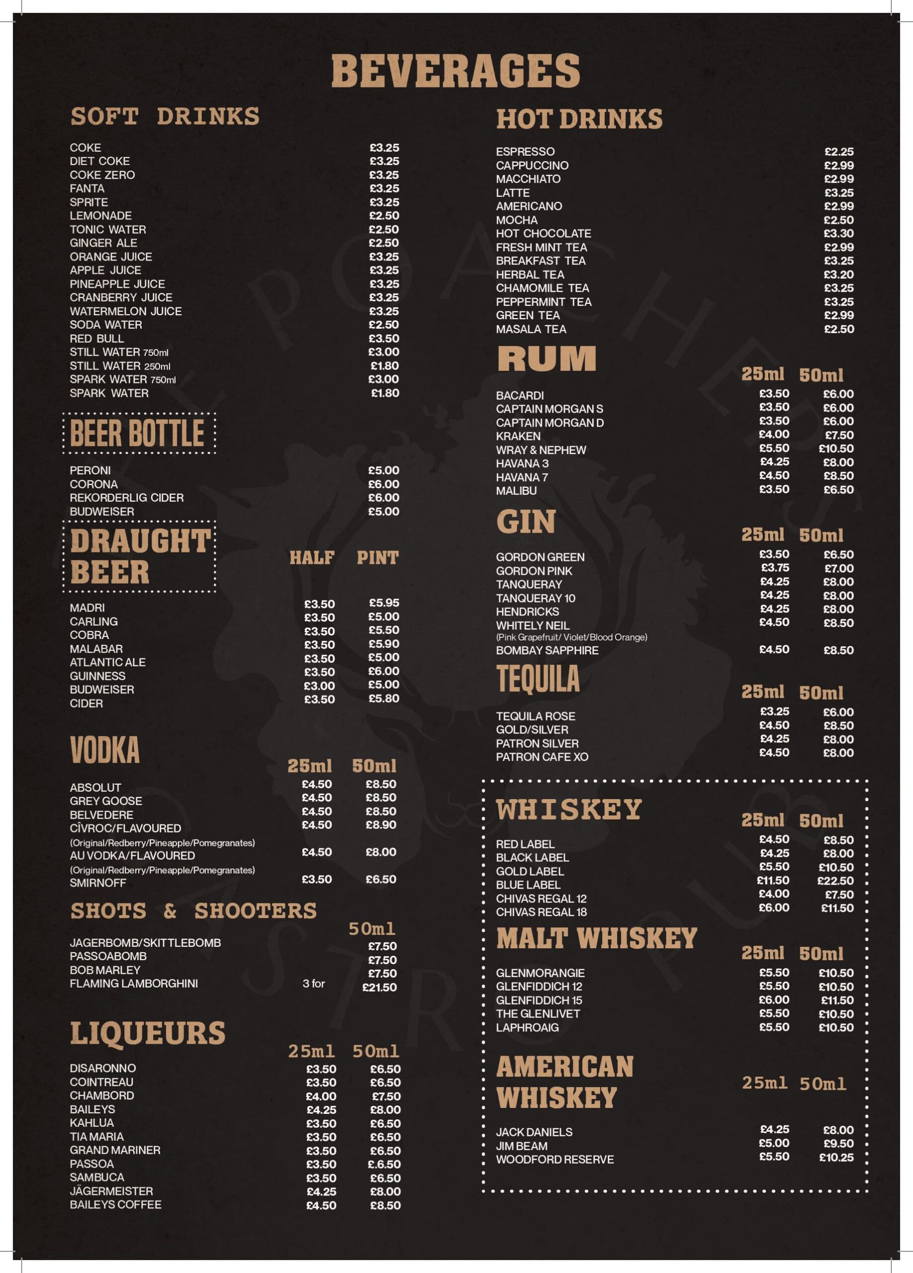 Drinks Menu – The Poachers